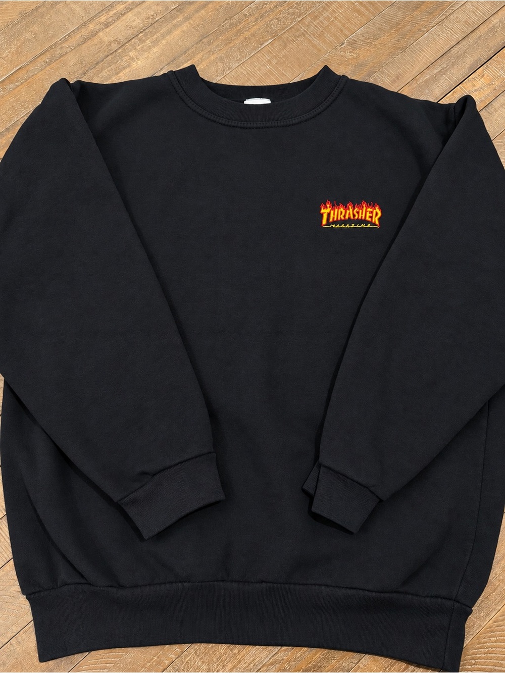 Thrasher Flame Logo Black Crewneck Sweatshirt Men’s Large